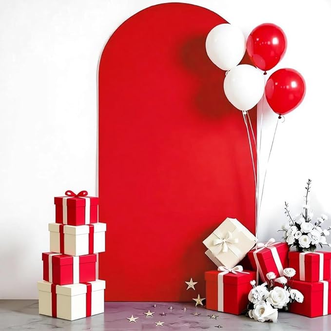 6FT Red Arch Cover, Spandex Arch Backdrop Cover for Wedding Party Birthday Decor, Christmas Arch Cover for Festival Decoration