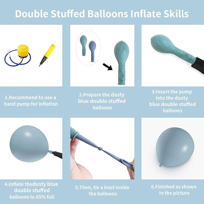 Double Stuffed Balloons Dusty Blue Different Size 115Pcs 5/10/12/18" Slate Dusty Blue Balloons Garland for Birthday Baby Shower Bridal Shower Gender Reveal Bear Neutral Theme Party