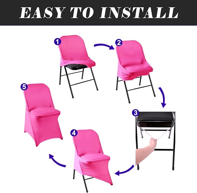 36 PCS Waterproof Stretch Spandex Folding Chair Covers, Dining Room Chair Slipcovers Protector for Wedding, Banquet, Party, Holidays, Celebration and Decoration（Fuchsia）