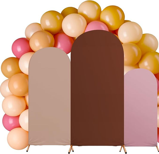 Mindsoft 101 Pcs Pastel Colors Wedding Arch Backdrop Cover Set of 3, 4ft/5ft/6ft Spandex Fitted Stretchy Backdrop Stand Covers with 10'' Balloons for Bridal Shower Birthday Banquet Party Decoration