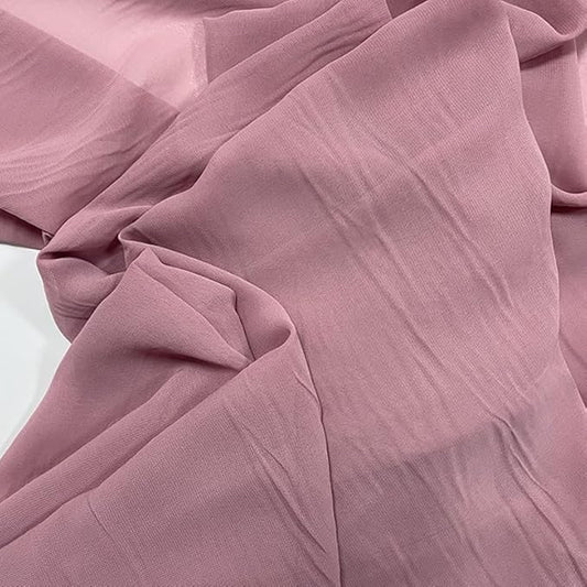 YYCRAFT Chiffon Fabric by The Yard 59" Wide 5 Yards, Dusty Pink