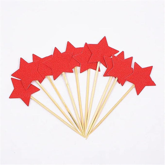 200pcs Star Cake Topper Happy Birthday Decorationr Party Wedding Supplies(Silver)