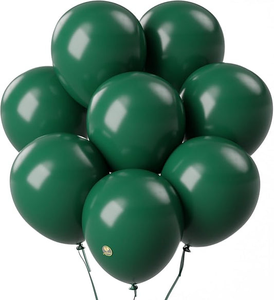 AFTERLOON® Biodegradable Balloons Dark Green 12 Inch 100 Pack, Matte Color Thickened Extra Strong Latex Helium Float, for Baby Shower Gender Reveal Garland Arch Wedding Birthday Party Decorations