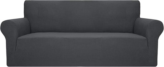 JIVINER High Stretch Couch Covers for 3 Cushion Couch 1-Piece Extra Large Sofa Covers with Elastic Bottom Anti Slip Oversized Sofa Slipcover Furniture Protector for Pets (XL Sofa, Grey)