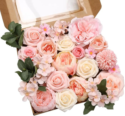 Artificial Flower Pink Peony Rose, Silk Peonies Faux Flowers for DIY Wedding Bouquet Bridal Shower Cake Flower