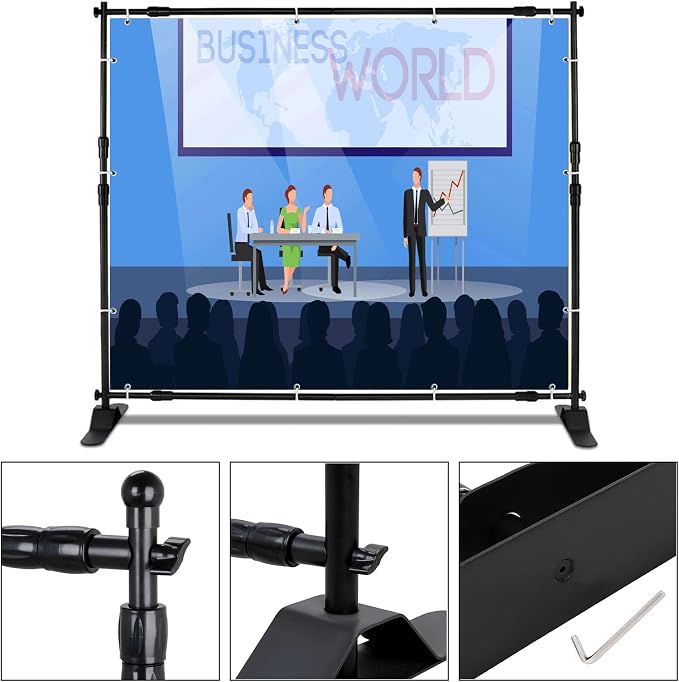 Backdrop Banner Stand 8 x 8 Ft Heavy Duty Adjustable Step and Repeat Stand Booth Banner with Carrying Bag for Parties, Trade Show, Photo Booth, Wall Exhibitor Background