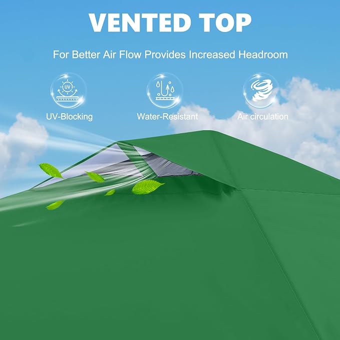MASTERCANOPY 8x8 Pop Up Canopy Tent with 1 Sidewall, 1 Person Setup Instant Shelter, Outdoor Portable Beach Canopy, 1 Roller Bag, 4 Sandbags, 4 Ropes, 8 Stakes (8x8, Forest Green)