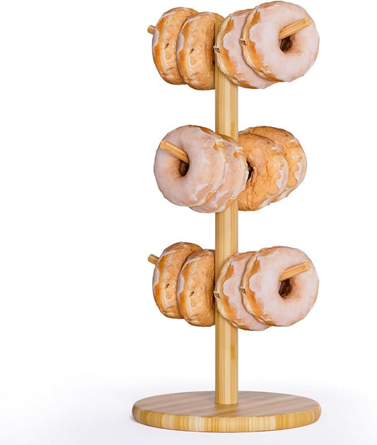 Bamboo Pretzel Holder Stand, Tree -Shaped Donut Stand Hanging Sausage Stand Holder Reusable Donut Display for Dessert Table Decoration for Wedding Oktoberfest Party