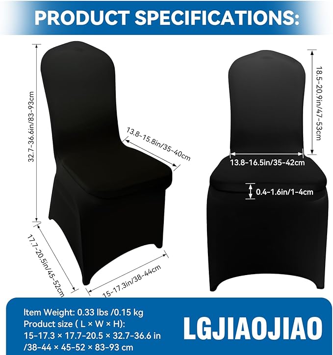 100 Pieces Black Chair Covers - Versatile Stretch Polyester Spandex Dining Chair Slipcovers for Dining, Party, Wedding, Banquet, and More