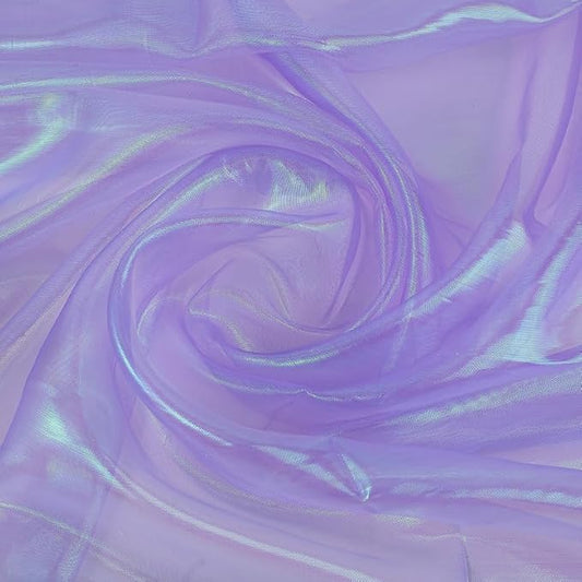 YYCRAFT Two Tone Sheer Organza Fabric by The Yard for Curtain Weddings Decor 5 Yards, Iridescent Lavender