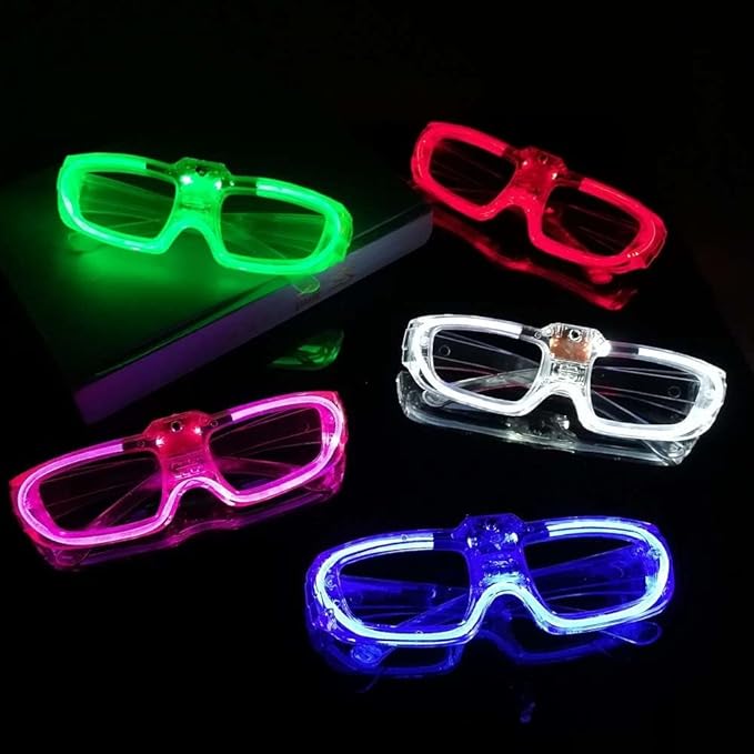 50 Packs LED Glasses Mardi Gras Party Supplies ,5 Neon Colors,3 Light Modes Light up Glow Sticks Glasses Toys Party Favors for kids Adults Fit Halloween World cup 2026 4th of july Graduations (50)
