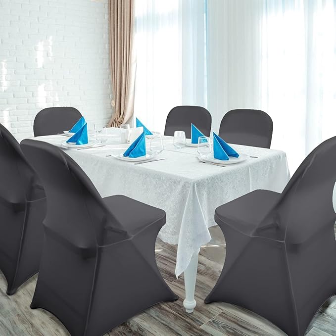 Babenest Spandex Folding Chair Covers Upgraded 10 PCS Universal Stretch Washable Fitted Chair Slipcovers Protector for Wedding, Holidays, Banquet, Party, Celebration (Grey)
