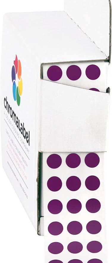 ChromaLabel 1/4 Inch Circle Sticker Labels, Easy to Write on Sticker Dots with Handy Dispenser, Round Color Coding Labels - 1000 Sticky Dots, Purple Stickers