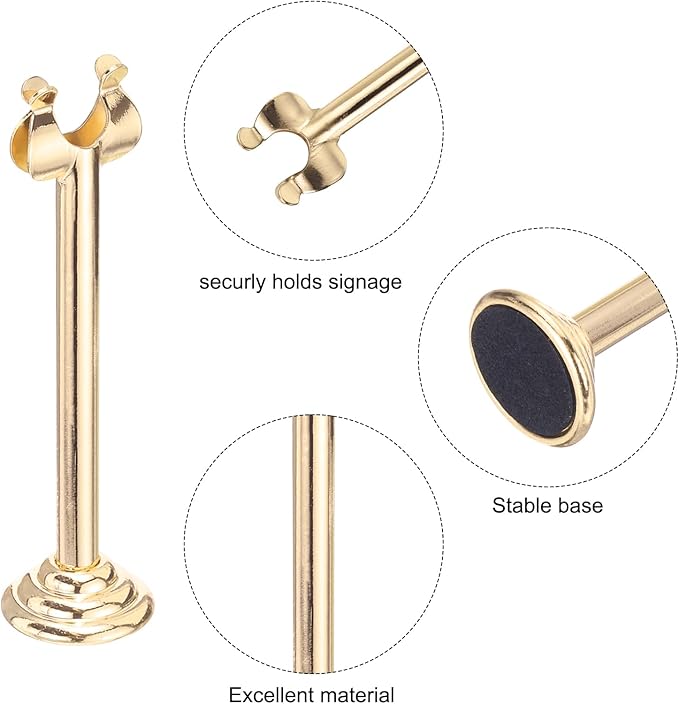 MECCANIXITY 12Pcs Table Number Holder 3.15 Inch Place Card Holder Picture Holders Gold Table Sign Holders for Wedding Anniversary Birthday Party
