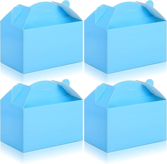 36 Pcs Party Favor Treat Boxes, Goodie Candy Gable Paper Gift Boxes with Handles for Birthday Wedding Shower Christmas Party Supplies, 6 x 3.5 x 3.5 Inches(Blue)