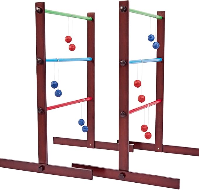 SpeedArmis Ladder Ball Game Set - Premium Rubber Wooden Golf Lawn Sport with 6 Bolo Balls and Carrying Case, Perfect Outdoor Yard Games for Teens, Adults and Families