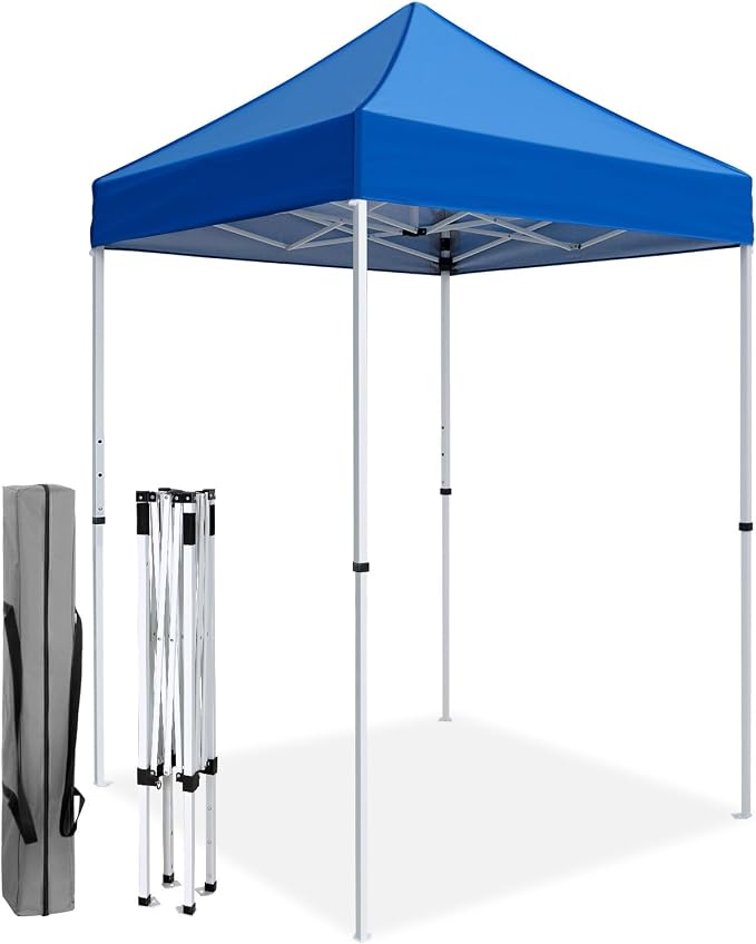 COOS BAY 5x5 Pop Up Canopy Tent, Portable Lightweight Sun Shelter with Carry Bag, Easy Setup Outdoor Canopy for Beach, Camping, Sports & Backyard Shade, Blue