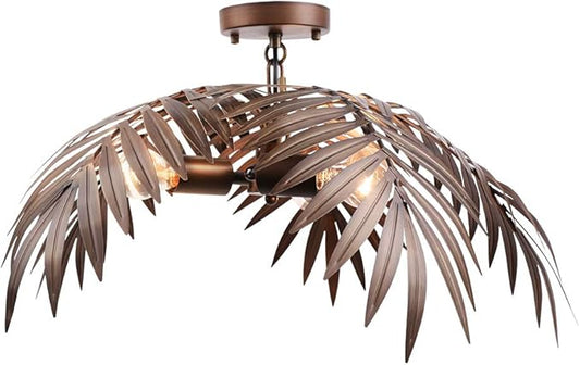 Newrays Vintage Tropical Coconut Leaves Ceiling Lighting Rustic Tree Lights Living Room Dining Room Bedroom Chandelier Fixtures