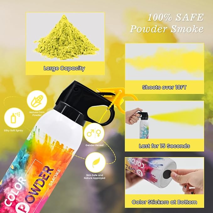 Photo Fog Atmosphere Smog 2 Pack Fire Extinguisher Yellow for Gender Reveal Photoshoot Video Props Stage Mister Foggers Yellow Smoke Gender Reveal Extinguisher for Birthday Wedding Party Celebration