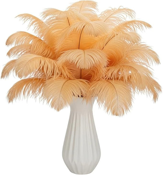 Lamar 20Pcs Champagne Ostrich Feathers 14-16'' Bulk Feathers for Wedding Centerpieces, Vintage, 1920s Style, Crafts, Carnival, Party Decor, Floral Arrangement, Bohemian Home Decor (Champagne)