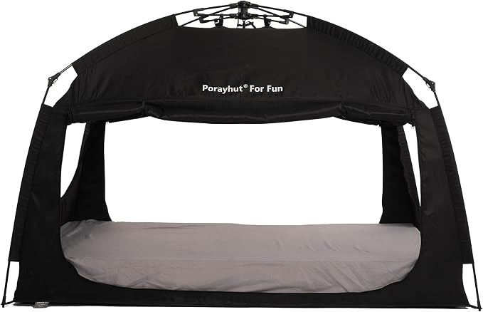 Indoor Instant Privacy Bed Tent for Sleeping,Quick Set-up Bed Canopies,Portable Bed Drapes with Large Space and 3 Doors (Black, Twin)