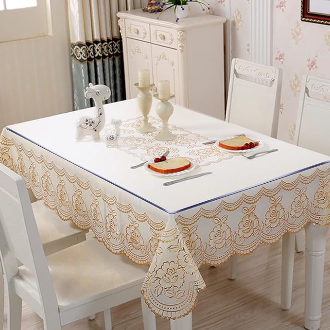 Clear Plastic Table Protector 48x84 Crystal PVC Desk Pad Mat Coffee End Side Dining Table Cloth Top Protector Kitchen Bar Countertop Cover Waterproof Rectangle PVC Vinyl Entryway Pad Pet Feeding Mat