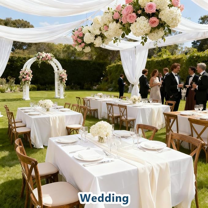 Rectangle Tablecloth 60" x 84", White Washable Polyester Table Cloth, Wipeable Table Cover for Dining, Wedding, Birthday, Party, Banquet Decor, 6 Pack