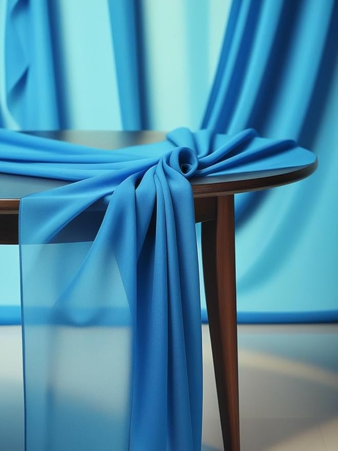 New Star Fabrics Chiffon Fabric, Continuous 60" Wide (30ft) Sheer Material, 100% Soft Polyester, Ideal for Wedding, Party, Event Decor, Draping, and Dresses (Turquoise, 5 Yards)
