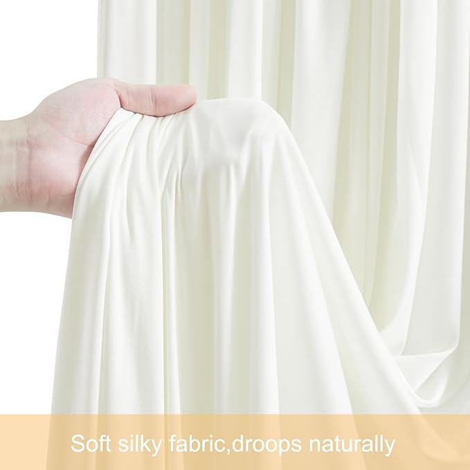 8 Panels Ivory Backdrop Curtains for Wedding Party Wrinkle Free Backdrops Curtain Drapes Fabric Decorations Photo Back Drop Cloth for Baby Shower Photography Stage Reception 40ft(W) x 12ft(H)