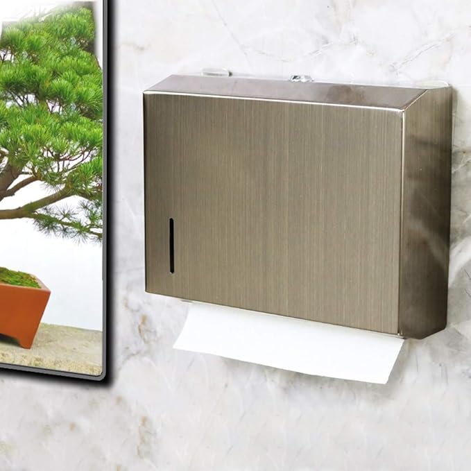 gotonovo Antique Brass Bronze Dual Dispensing Paper Towel Holder Toilet Paper Dispenser Stainless Steel Wall Mount Bathroom Vintage Luxury Restroom Trifold Hand Tissue Napkin