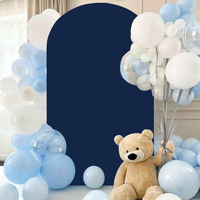 FANPROMS Wedding Arch Cover 3.3x6.6FT Navy Blue Arch Stand Cover Fabric for Birthday Spandex Fitted Arch Covers Double Sides Arch Cover Stretchy Backdrop for Arch Backdrop Stand Cover Party Decor