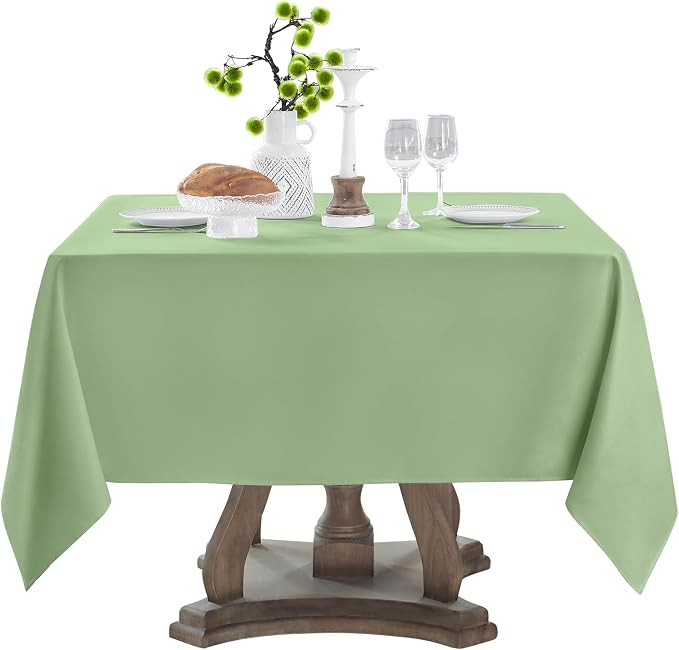 Square Tablecloth 52 x 52 Inch Sage Green Tablecloths Stain-Wrinkle Resistant Washable Polyester Table Cloths for Holiday, Buffet Parties, and Weddinge 1pack