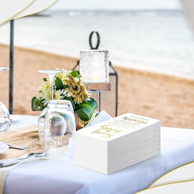 Hotop Wedding Napkins Mr & Mrs Dinner for Reception Disposable Decorative Towels Shower Banquet Rehearsal Decorations (Gold, 200 Pcs), 12.99x15.75 inches,4.33x7.87 inches