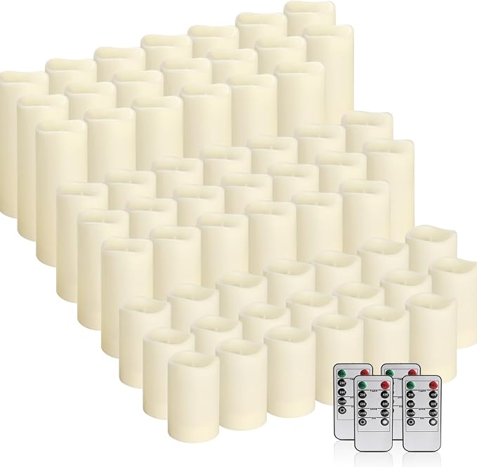 fclayvts 60-Pack LED Flameless Candles with Remote Control - Perfect for Parties, and Special Occasions (Three Sizes)