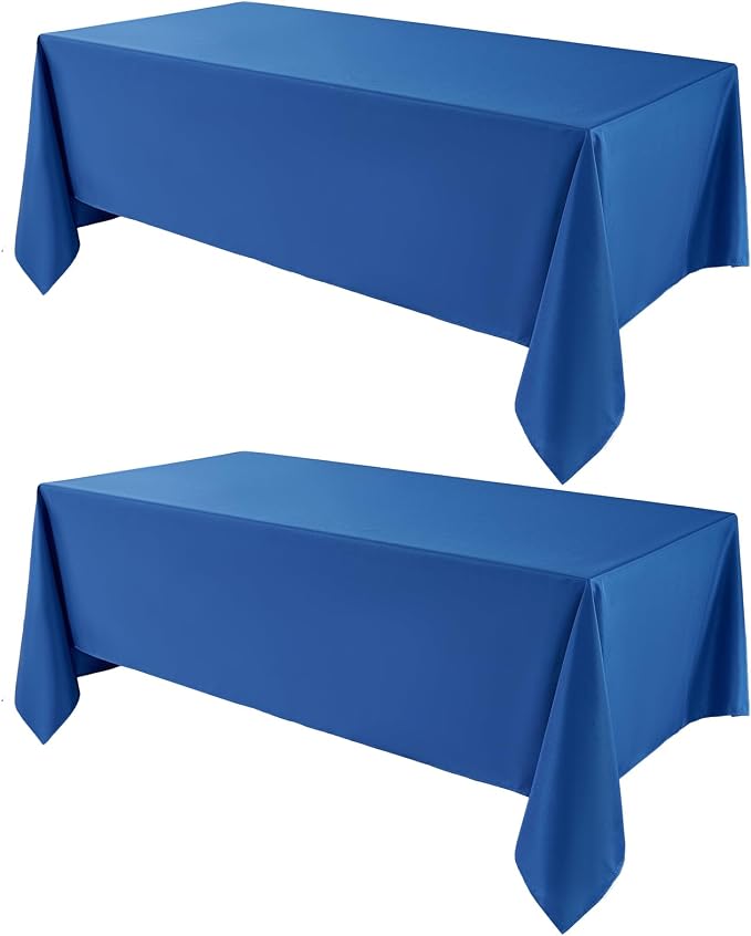 Rectangle Tablecloths 90x132 Inch 2 Pack Royal Blue Tablecloth for 6ft Washable Decorative Linen Polyester Table Cloths for 8ft Dining Table Banquets Buffet Parties and Wedding