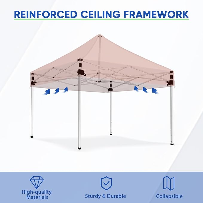 COOS BAY 5x5 Pop Up Canopy Tent with Side Walls, Easy Setup Portable Sun Shelter with Carry Bag, Outdoor Shade for Beach, Camping, Sports & Backyard, Orange