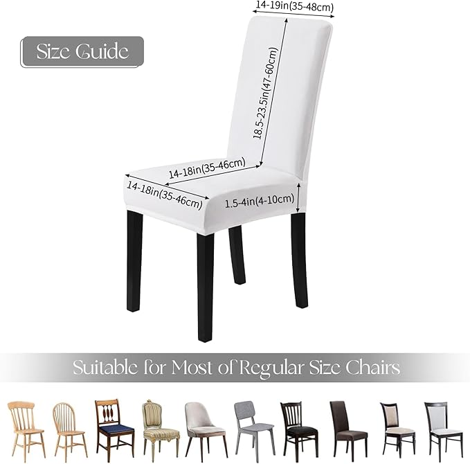 MOSAYT Velvet Stretch Chair Covers for Dining Room Set of 4 - Soft Slipcovers with Thick Removable Fabric for Parsons Chairs, Washable Seat Protectors for Kitchen, Banquet & Home Decor, White