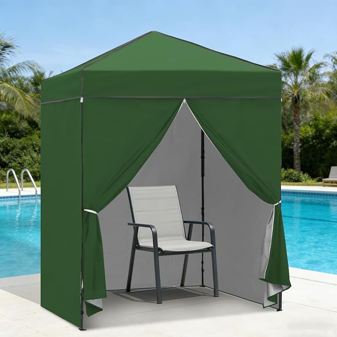 6x4 Pop Up Canopy Tent with Four Wall Panels, Instant Portable Beach Canopy, Outdoor Tent with Carry Bag for Camping, Sports, Tailgating, Events, Green
