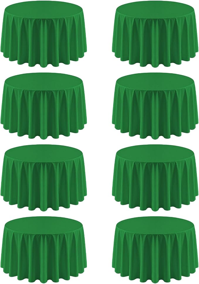 8 Pack Green Round Tablecloth 90 Inch Green Table Cloth Round Tables, Washable Polyester Tablecloth Reusable and Wrinkle Resistant Decorative for Wedding Party Dining Banquet