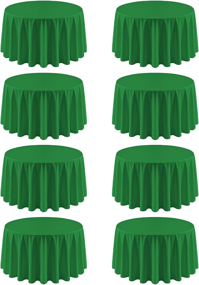 8 Pack Green Round Tablecloth 120 Inch Green Table Cloth Round Tables, Washable Polyester Tablecloth Reusable and Wrinkle Resistant Decorative for Wedding Party Dining Banquet