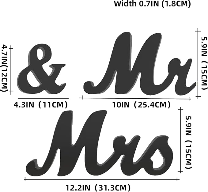 VIOPVERY Mr and Mrs Sign & Just Married Banner,Mr & Mrs Signs for Wedding Table,Large Wooden Letters for Sweetheart Table,Photo Props Wedding decorations for Anniversary,Black