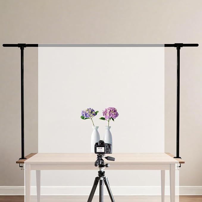 Beyeutao Over The Table Rod Stand with Clamps 16"-87" Length 30"-45" Height Adjustable 2 Pack Balloon Arch Stand Black Table Arch Hanging for Photography Wedding Birthday Party Decoration