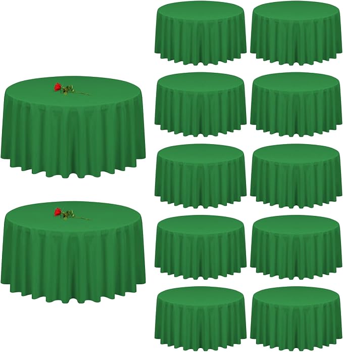12 Pack Round Tablecloth 90 inch Green Table cloths for Round Tables,Stain and Wrinkle Resistant Washable Polyester Tablecloths Green Table Cloth Table 90 inchround Table Cloth for Wedding Party