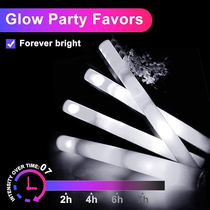 LED Foam Glow Sticks, 18.9 INCH Bulk Glow Sticks, LED Light Sticks, Light-Up Sticks for Concerts, Weddings, Raves, Carnivals, Halloween, Birthdays, and More!