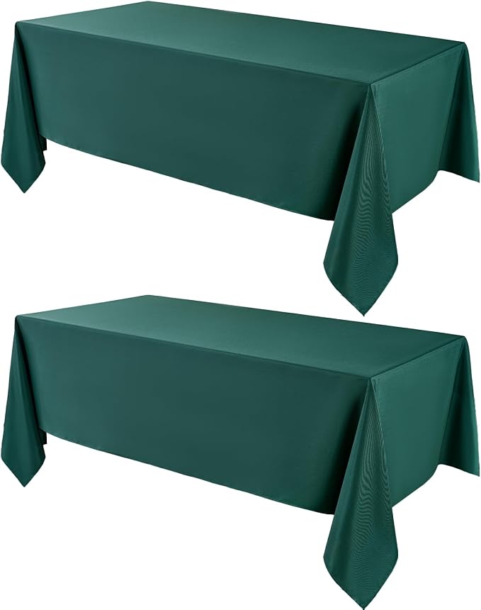 VidaFete 2 Pack 90 * 132inch Rectangle Table Cloth Polyester, Stain Wrinkle Resistant Polyester Dining Table Cover for Kitchen Dinning Party Wedding Rectangular Table Buffet Decoration(Green)
