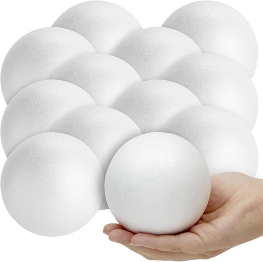 Juvale Foam Balls for Crafts - Styrene Spheres for DIY Projects & School Modeling - Round Floral Spheres - 4 in, White, 12 Pack