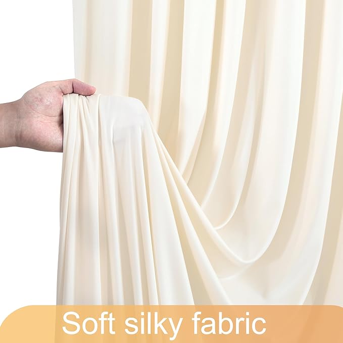 10ft x 7ft Champagne Backdrop Curtain for Baby Shower Wrinkle Free Backdrop Drapes Panels for Parties Wedding Bridal Shower Birthday Photo Photography Polyester Fabric Background Decoration