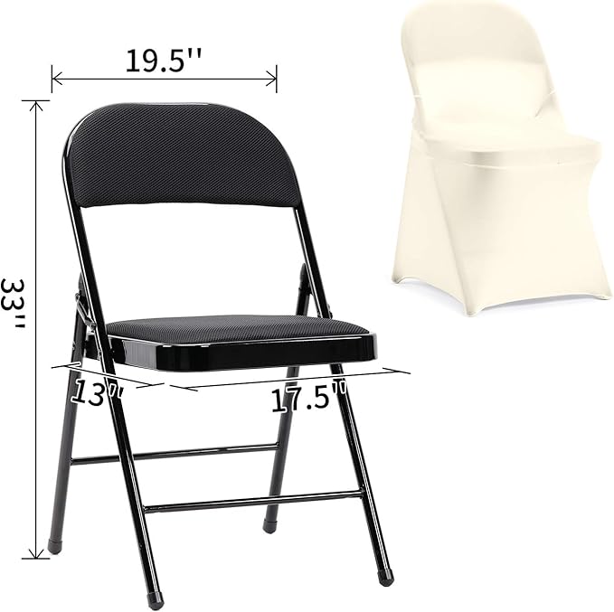 Peomeise Stretch Spandex Folding Chair Cover for Wedding Party Dining Banquet Event (25, Ivory)