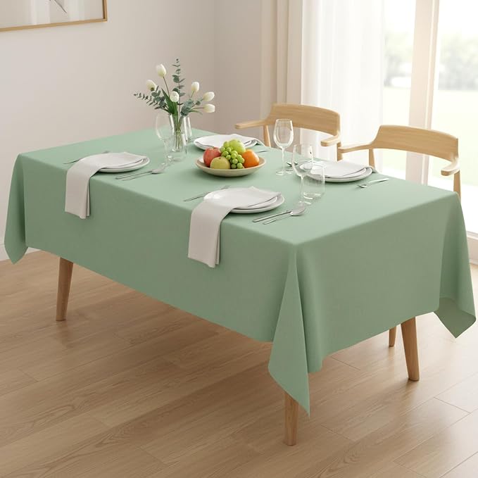 Fixwal 3 Pack Sage Green 60 x 102 Inch Rectangle Tablecloths, Reusable Heavy Duty Washable Polyester Table Covers for 6 Ft Tables, Wedding, Baby Shower, Boho Party, Outdoor, Picnic