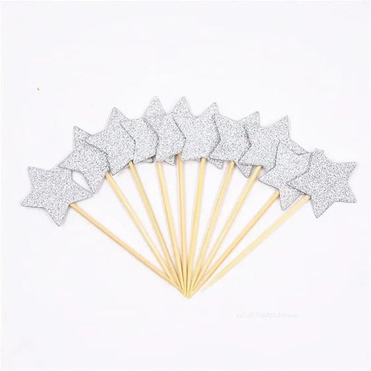 Cupcake Toppers 200pcs Star Cake Topper Happy Birthday Decorationr Party Wedding Supplies(Red)